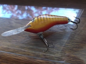 Älterer Poe's Super Cedar 1100 Holz Crankbait braun orange Bauch - Bild 1 von 4