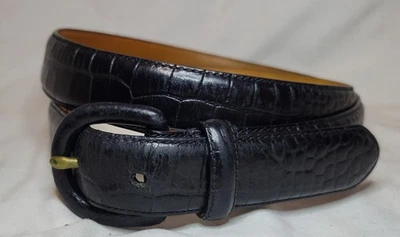 Cinturón Para Mujer Lauren By Ralph Lauren Cuero Italiano Negro Patrón Cocodrilo Talla L Foto 1 de 4