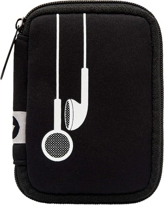 MYTAGALONGS Zippered Ear Bud Case/AirPods Travel Case Black w/ White Design - Image 1 of 3