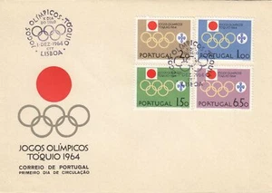 Portugal Scott 936-9 FDC - 1964 Summer Olympic Games - Picture 1 of 1