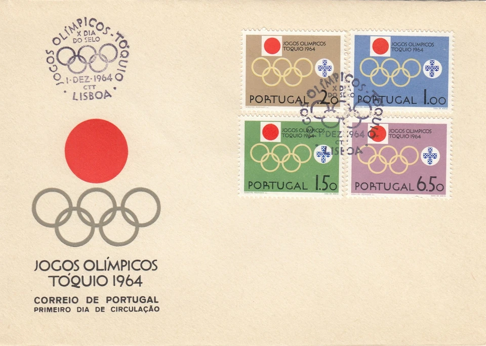 Portugal Scott 936-9 FDC - 1964 Summer Olympic Games - Image 1 of 1