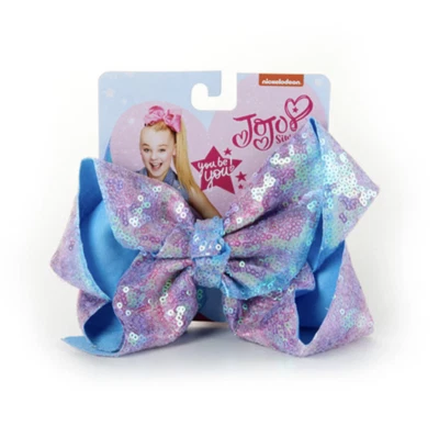 JOJO Siwa Girl's Signature Hair Bow Pastel Pink Blue Sequin Ombre NWT AB3-5 - Image 1 of 2