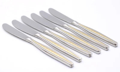 6x BSF Brabant Menümesser Messer Edelstahl mit Golddekor Besteck Länge 21,5 cm - Bild 1 von 4