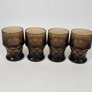 Set Of 4 Viking Georgian Nutmeg Brown Flat Tumblers Glasses 5" Vintage USA - Picture 1 of 6
