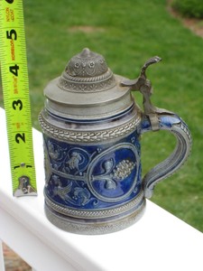 New Listingca.1870's Stoneware Westerwald Salt Glazed - Small Size Tankard - Rare!