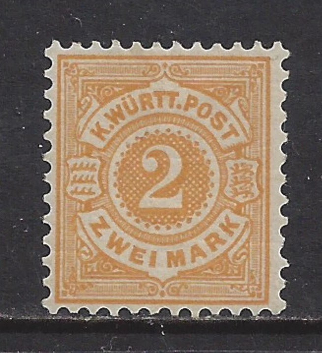 Germany States 1875 WURTTEMBERG  2 Mark  numeral issue mint*, $ 882.00 - Image 1 of 1