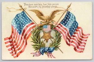 Postcard Patriotic, Decoration Day, Freedom Smiles, Eagle, Flags, Tucks A6767 - Picture 1 of 2