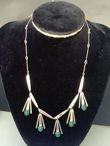 Vintage Sterling Silver Necklace Eilat Stone Gemstone Israel 19” L Rare - Picture 1 of 12