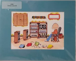 Vintage "Chuckies" Cowboy Chuck mattiert 8" x 10" Cartoon Kunstwerk USA Stereo Liebhaber - Bild 1 von 5