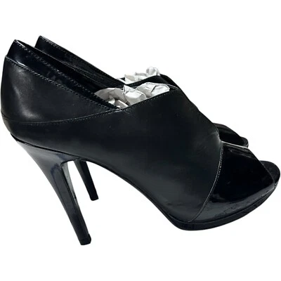 Zapatos de salón Diane Von Furstenberg charol negro punta abierta talla 9 Foto 1 de 4