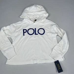 Polo Ralph Lauren Big Girls Size M (8-10) Logo Terry Cropped Hoodie White - Picture 1 of 10
