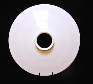 RIFLETTORE PARALUME PANCAKE PIATTO VETRO LATTE GRANDE INDUSTRIALE VINTAGE 15 3/4 POLLICI - Foto 1 di 4