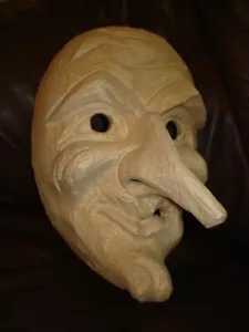 Hexe Nr. 2630, Holzmaske, Fasnet, Rohling, Holzmaske Larve, - Bild 1 von 1