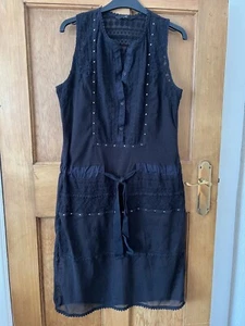 Next Dress Size UK 12 Black Lace Detailed Dress Beach Cover Up - Picture 1 of 5