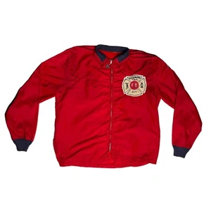 Vintage WEST WIND WASHINGTON FIRE DEPARTMENT Red Utility WINDBREAKER Zip Front - Picture 1 of 5