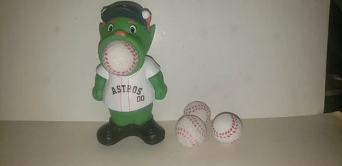 HOUSTON ASTROS Mascot ORBIT 5" Squeeze Popper MLB Baseball Figure With 4 Balls Cover