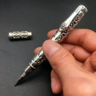 S925 Silver High Quality Ballpoint Pen EDC Tactical Signature Pen - Image 1 of 4