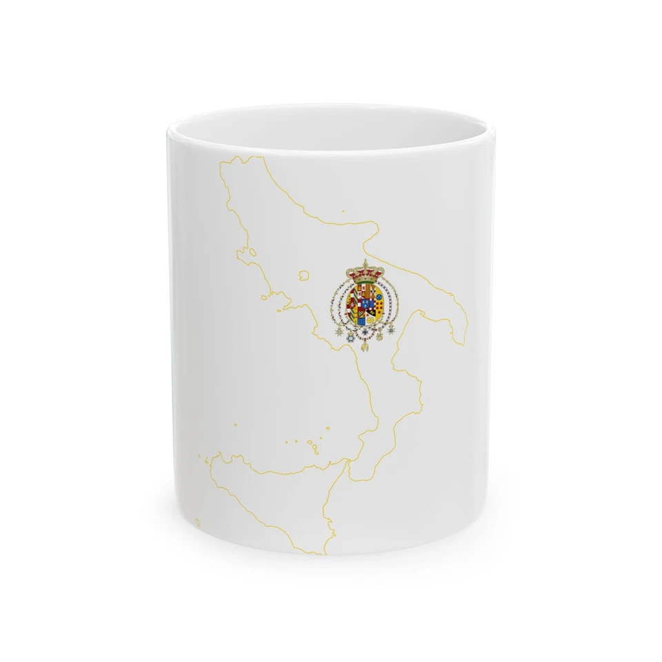 Flag map of Kingdom of the Two Sicilies (Italy) White Coffee Mug - Изображение 1 из 1