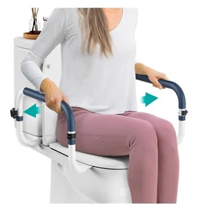 Adjustable Toilet Safety Rails (250lb) for Elderly Adults, Seniors White - Picture 1 of 8
