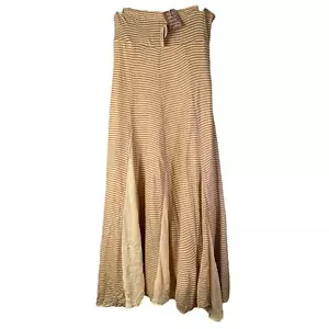 Gonna Dick & Jayne donna XS Maxi Boho look a strati crema marrone a righe pull-on nuova con etichette - Foto 1 di 8