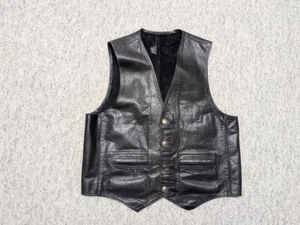 vintage USA made BUFFALO NICKEL leather 44 black vest WESTERN motorcycle L - Picture 1 of 9