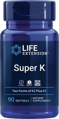 Life Extension Super K, K1 & K2 (MK-4 & MK-7) 90 Softgels Bone Cardiovascular