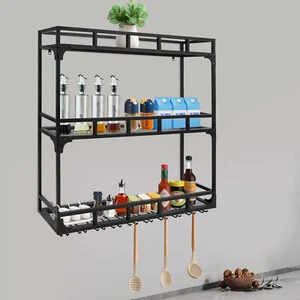 Soporte decorativo para botellas de vidrio montado en la pared de hierro negro estante para vino montado en la pared - Imagen 1 de 21