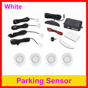 White 4 Parking Sensor Car Auto Backup Reverse Rear Radar Sound Alarm Kit