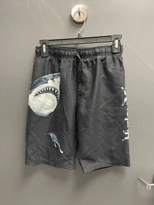 Hurley Boys Swim Trunks Board Shorts Black W/ Shark Sz L - Picture 1 of 3