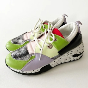 Cape Robbin Colorblock Platform Wedge Fashion Sneaker Glitter Toe Box Sz 7