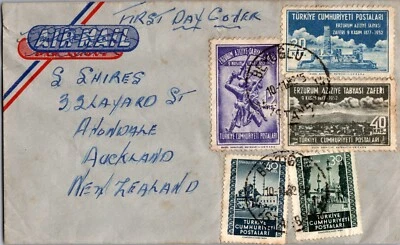 1952 Turkey Istambul Beyoglu Airmail FDC First Day Cover To Auckland New Zealand - Image 1 of 2