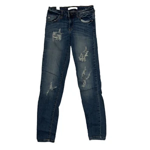 Women's Kancan Jeans Skinny Distressed Size 1 / Size 24 x 29.5 Rips Stretch Den - Picture 1 of 5