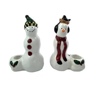 Set portacandele pupazzo di neve Sakura vintage figure Natale - Foto 1 di 10