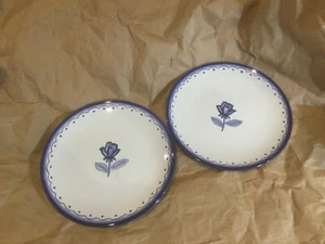 Set of 2 The Blue Rosette plate 8"Hand-painted Ceramic by Fima Deruta - Picture 1 of 10
