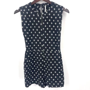 Free People Ashley Diamond Print Romper Women XS Cutouts Cottagecore Linen Blend - Picture 1 of 17