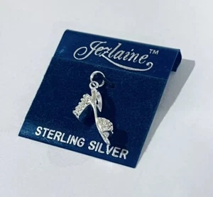 Vintage Jezlaine Sterling Silver 925 Clear Cubic Zirconia High Heel Shoe Charm - Picture 1 of 3