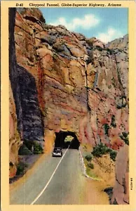 Cartolina in lino Claypool Tunnel Globe Superior Highway Arizona - Foto 1 di 2
