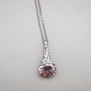 Swarovski Kristall Träne Anhänger Halskette gebrochener Verschluss Kette gestempelt 8KRHP - Bild 1 von 4