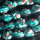 Handmade Lampwork Flat Round With Flower,14.5x14.5mm, Teal, 10pce Free Post