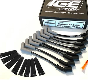 ICE PRO 100 9mm Spark Plug Leads Commodore Chev LS1 LS2 LS76 L77 L98 + Sleeves - Picture 1 of 4