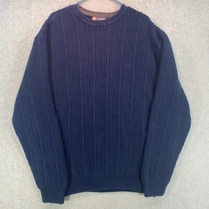 Vintage Chaps Ralph Lauren Sweater Men’s XL Blue Cotton Dad Grandpa Knit Crew - Picture 1 of 9