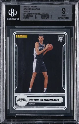 2023-24 PANINI STICKER CARDS SILVER #71 VICTOR WEMBANYAMA BGS 9 - Image 1 of 2