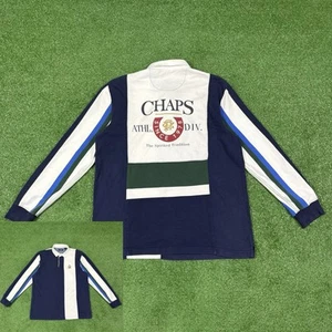 Vintage Chaps Striped Long Sleeve Boating Sports Polo Rugby Shirt Men's Large - Picture 1 of 23