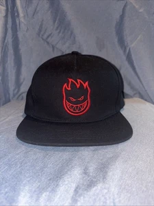 Spitfire Flatbill SnapBack Hat Black With Red Embroidery One size Adjustable - Picture 1 of 8
