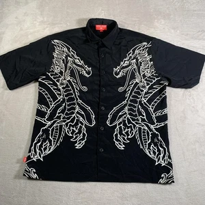 Camisa Jeans JNCO Para Hombre Grande Negra Doble Dragón Abotonada Manga Corta Yin Yang - Imagen 1 de 11