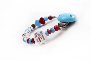 ❤️💙Schnullerkette mit Namen Mädchen ★ Trabzonspor 💙❤️Herz Strass ❤️💙 - Bild 1 von 9
