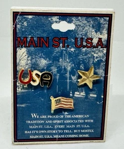 3 Vintage Main St. U.S.A Star, Flagge Revers Hut Pin Backs - Bild 1 von 4