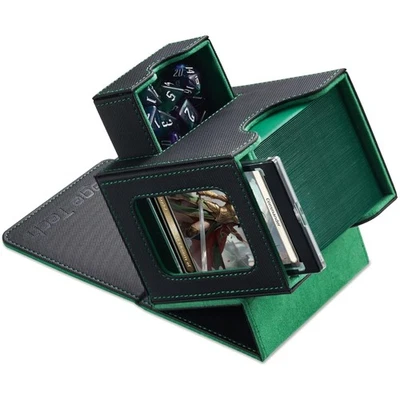 Minimalist Black/Green Card Deck Box for 100 Cards, Includes Magnetic Closure - Image 1 of 4