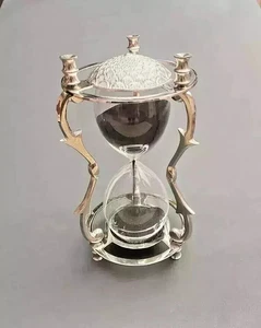 Messing massiv Sanduhr Sanduhr Uhr mit Kompass maritim Maritim Geschenk - Bild 1 von 3