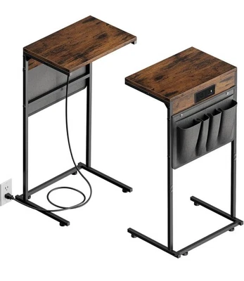 C Shaped End Table Of 2, Small Side Table for Couch & Recliner, Slide Under Sofa - Image 1 of 4